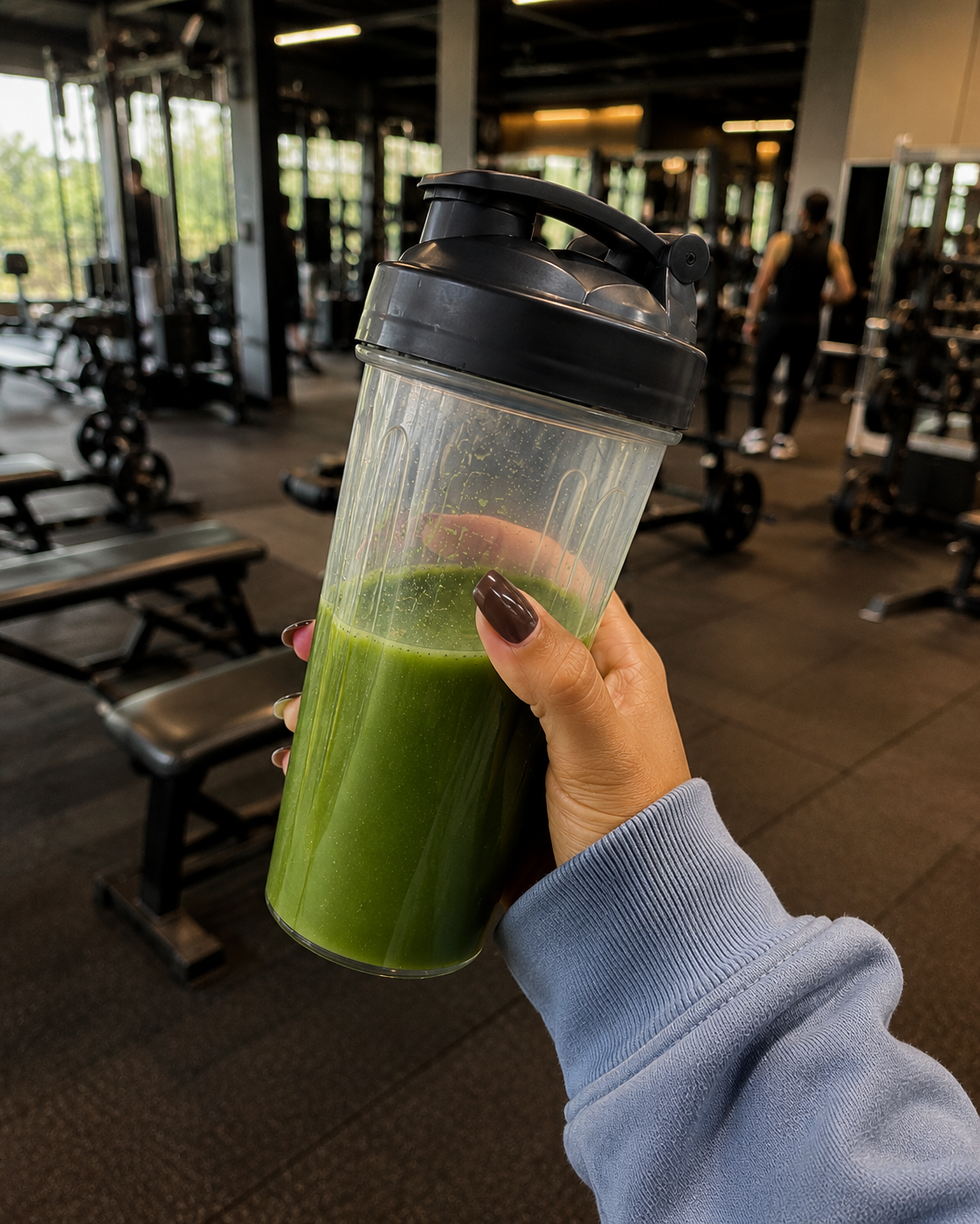Vaso con Fluiris preparado en el gym